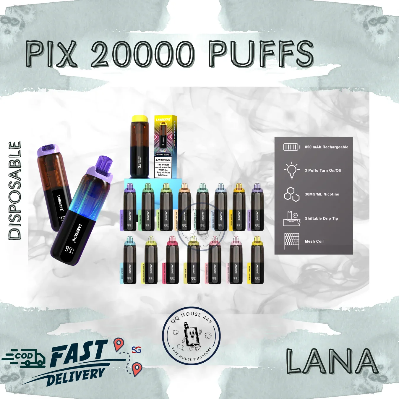LANA PIX 閃光彈 20000口一次性 · 拋棄式電子煙推薦 · 台灣現貨